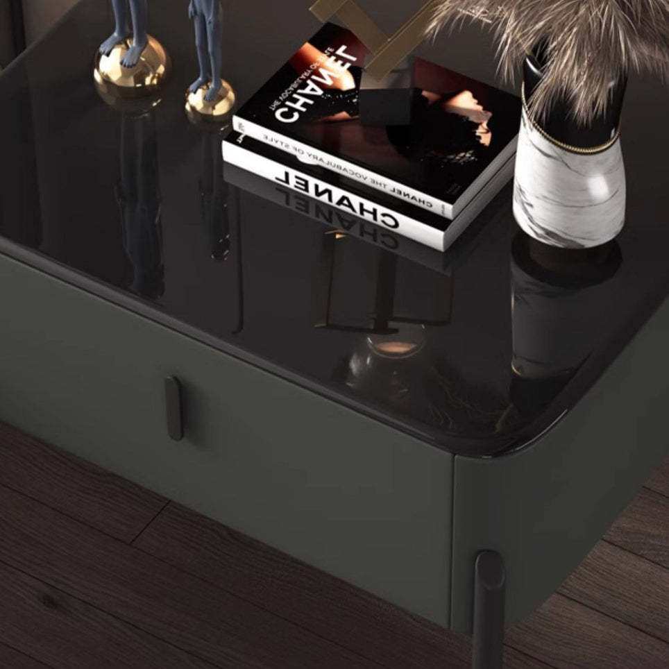 Contemporary Tempered Glass 1-Drawer Nightstand