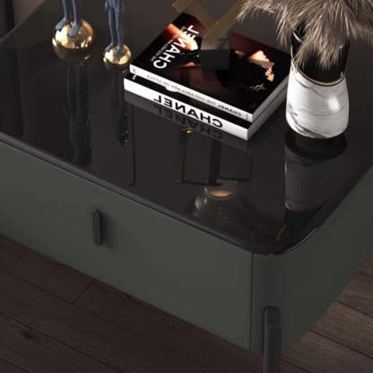 Contemporary Tempered Glass 1-Drawer Nightstand