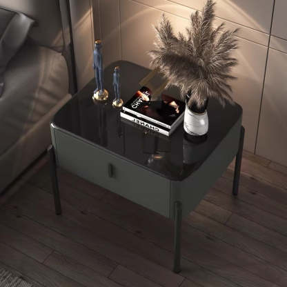 Contemporary Tempered Glass 1-Drawer Nightstand