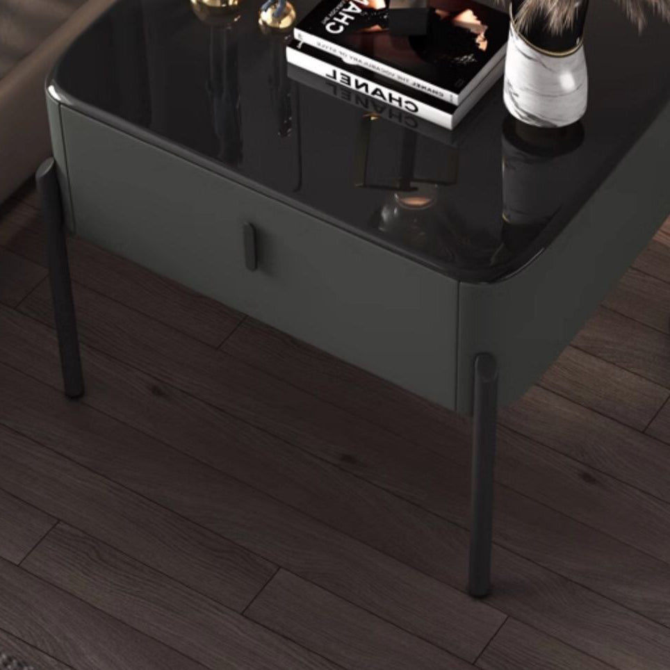 Contemporary Tempered Glass 1-Drawer Nightstand