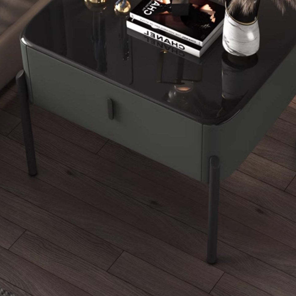 Contemporary Tempered Glass 1-Drawer Nightstand