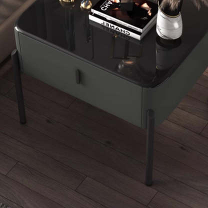 Contemporary Tempered Glass 1-Drawer Nightstand