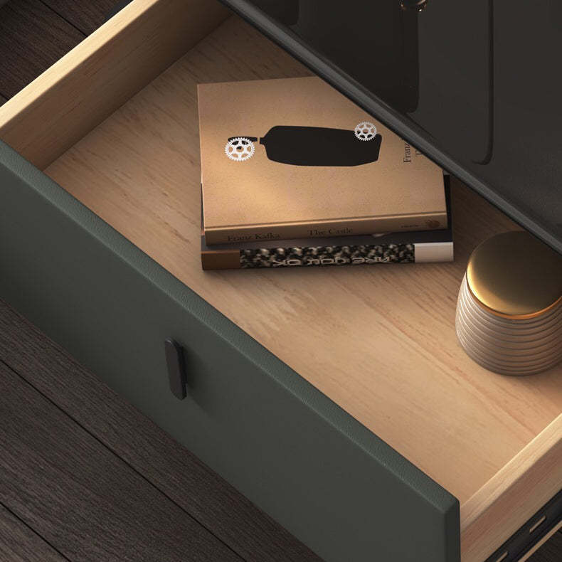 Contemporary Tempered Glass 1-Drawer Nightstand