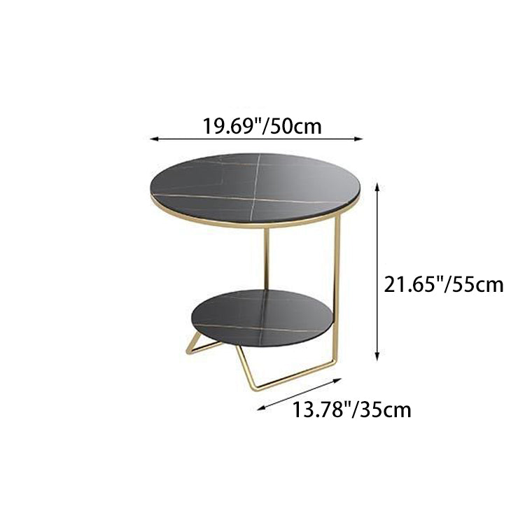 Sintered Stone Metal Side Table 2-Tier