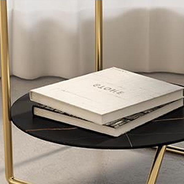 Sintered Stone Metal Side Table 2-Tier