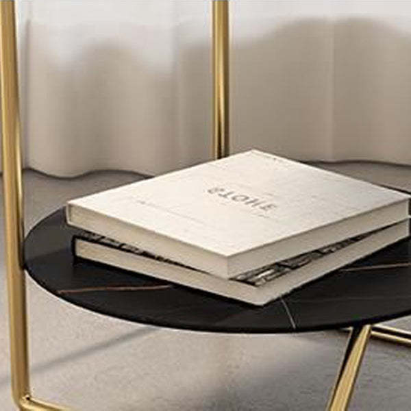 Sintered Stone Metal Side Table 2-Tier