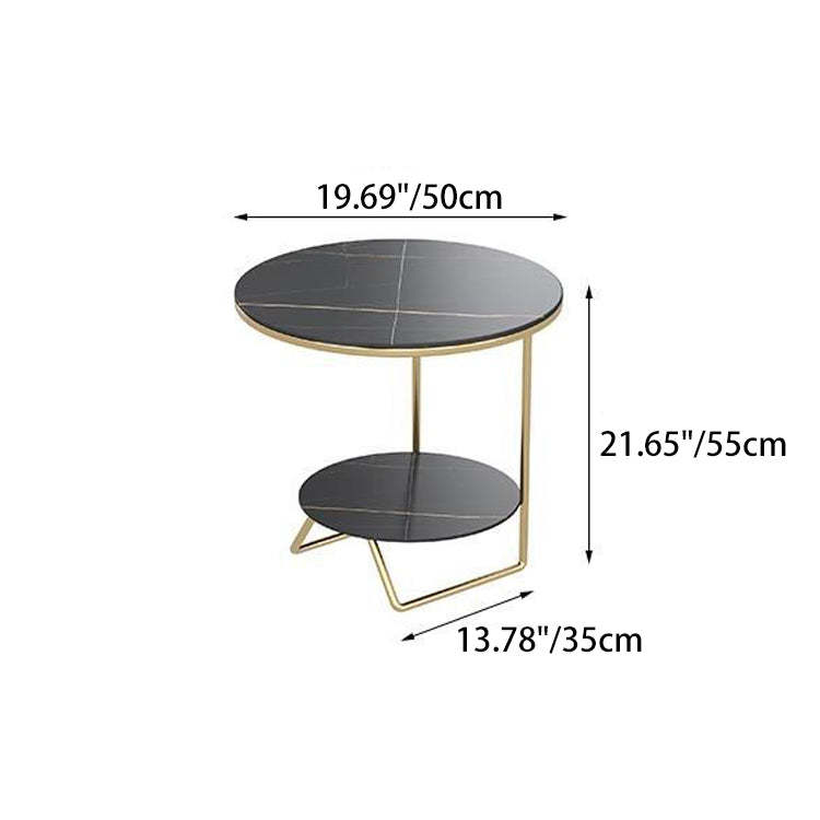 Sintered Stone Metal Side Table 2-Tier