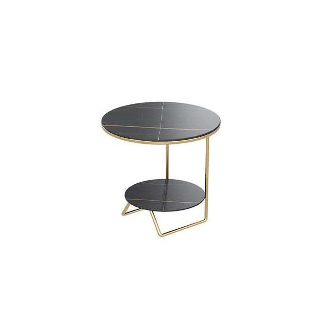 Sintered Stone Metal Side Table 2-Tier