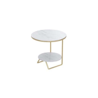 Sintered Stone Metal Side Table 2-Tier
