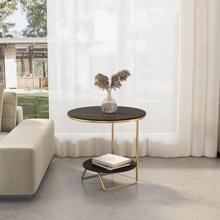 Sintered Stone Metal Side Table 2-Tier