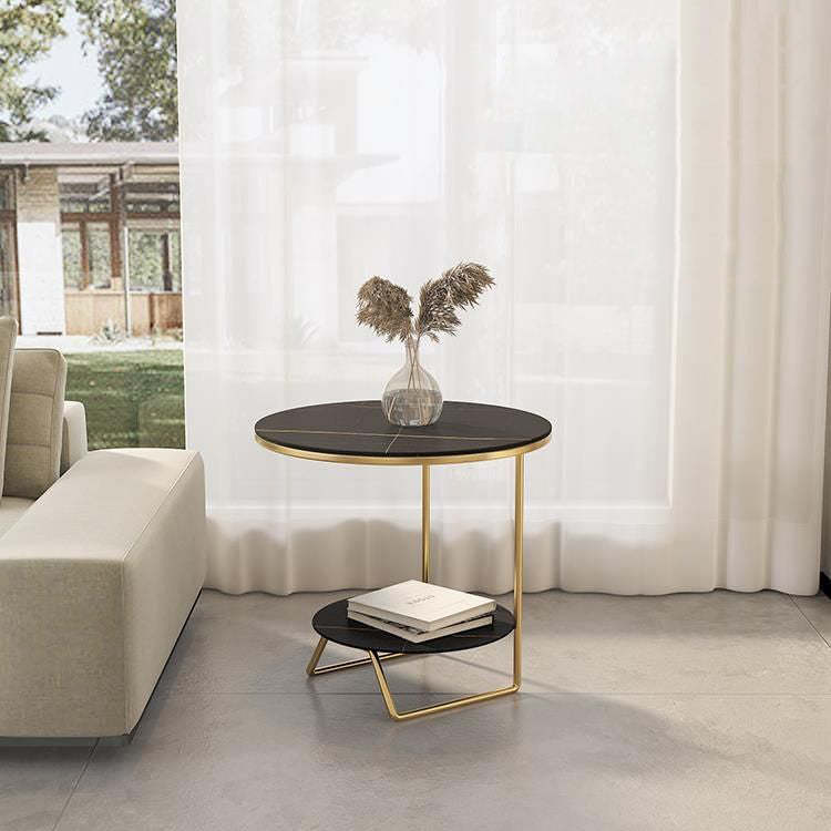 Sintered Stone Metal Side Table 2-Tier
