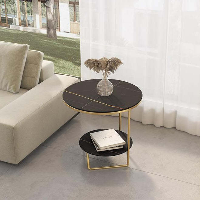 Luxury sintered 2-tier metal end & side tables — Black