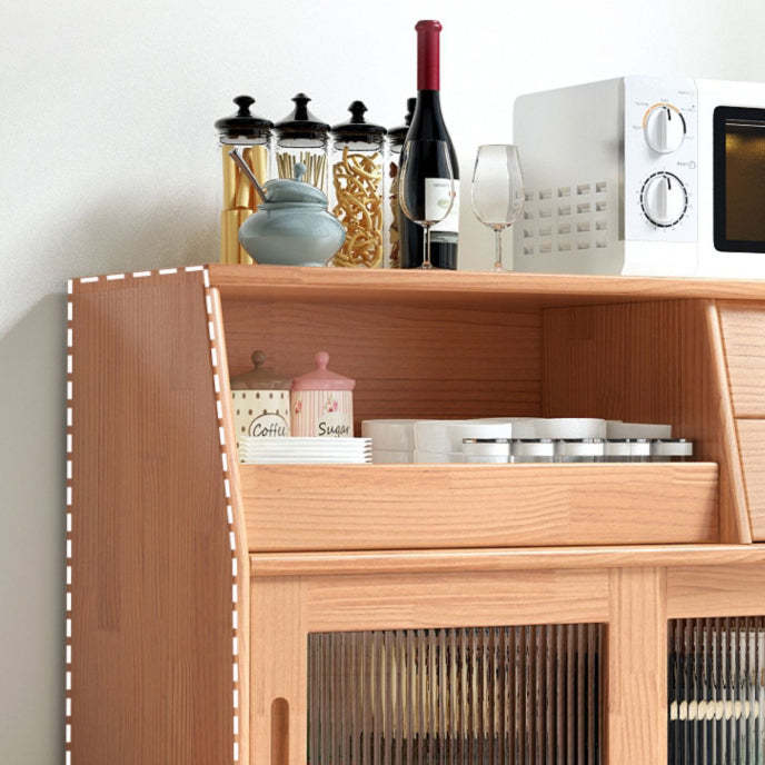 Japanese Wood Sideboard 2-Drawer — Cherry Wood Color Frame + Walnut Wood Color Legs