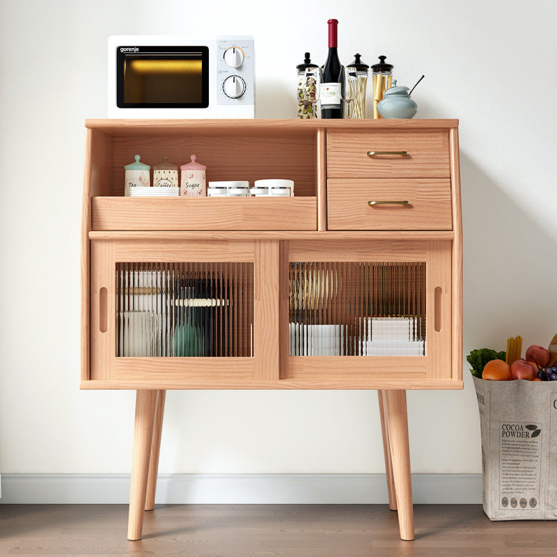 Japanese Wood Sideboard 2-Drawer — Walnut Wood Color Frame