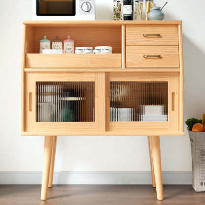 Japanese Wood Sideboard 2-Drawer