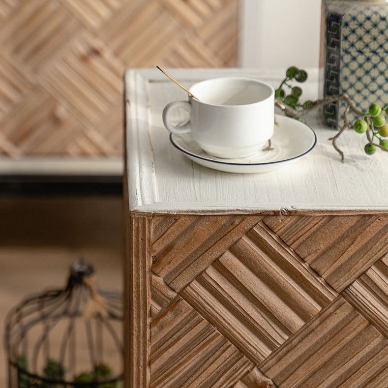 Rustic Engineered Wood Wood Side Table