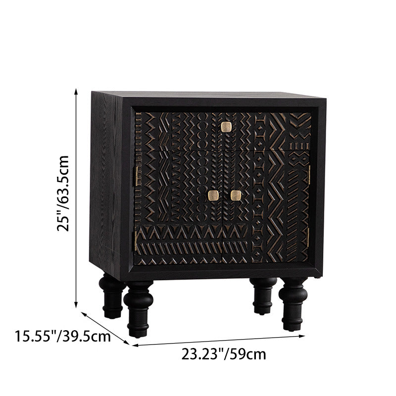 Farmhouse Carved Solid Wood Nightstand