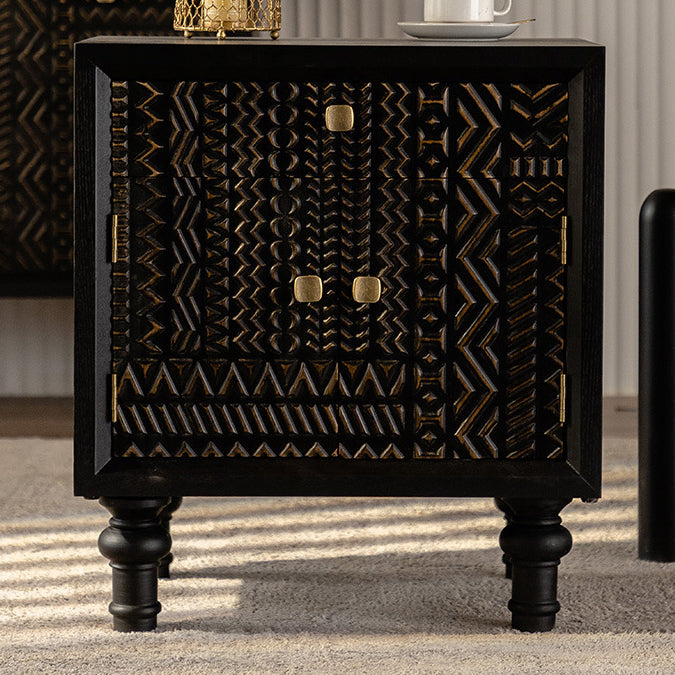 Farmhouse Carved Solid Wood Nightstand