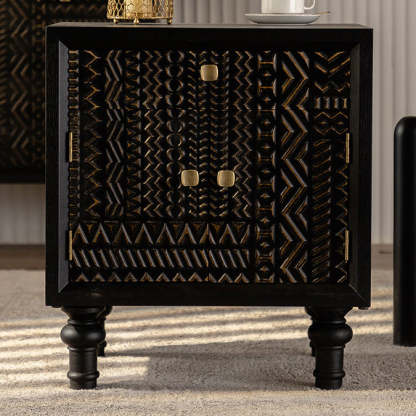Farmhouse Carved Solid Wood Nightstand
