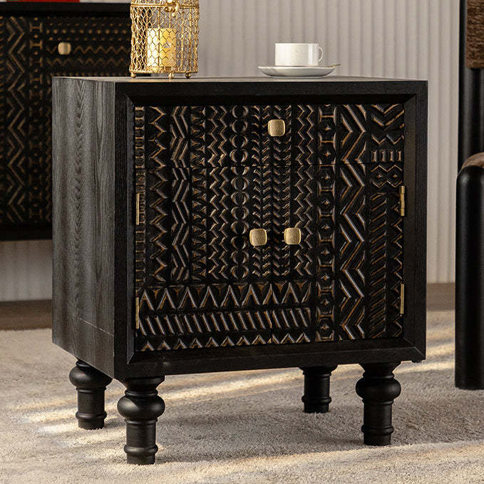 Farmhouse Carved Solid Wood Nightstand