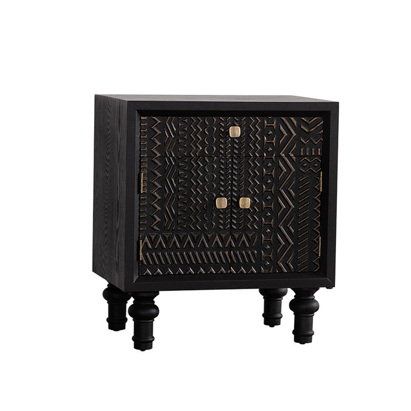 Farmhouse Carved Solid Wood Nightstand