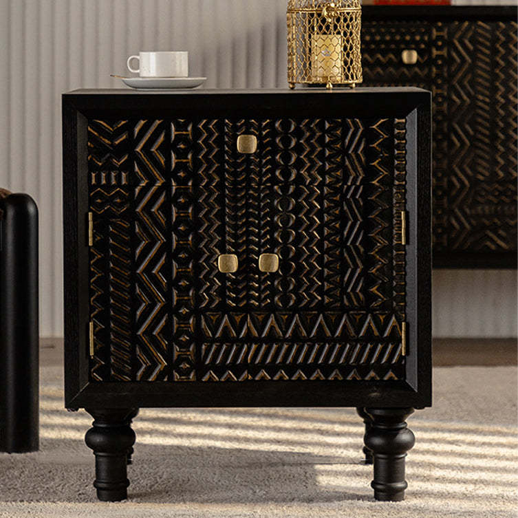 Farmhouse Carved Solid Wood Nightstand