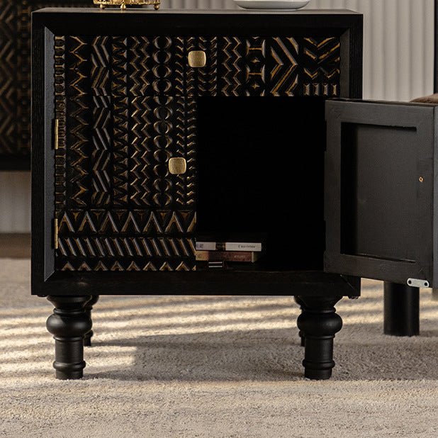 Farmhouse Carved Solid Wood Nightstand