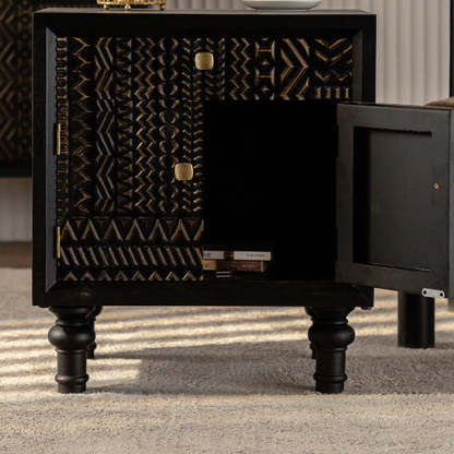 Farmhouse Carved Solid Wood Nightstand