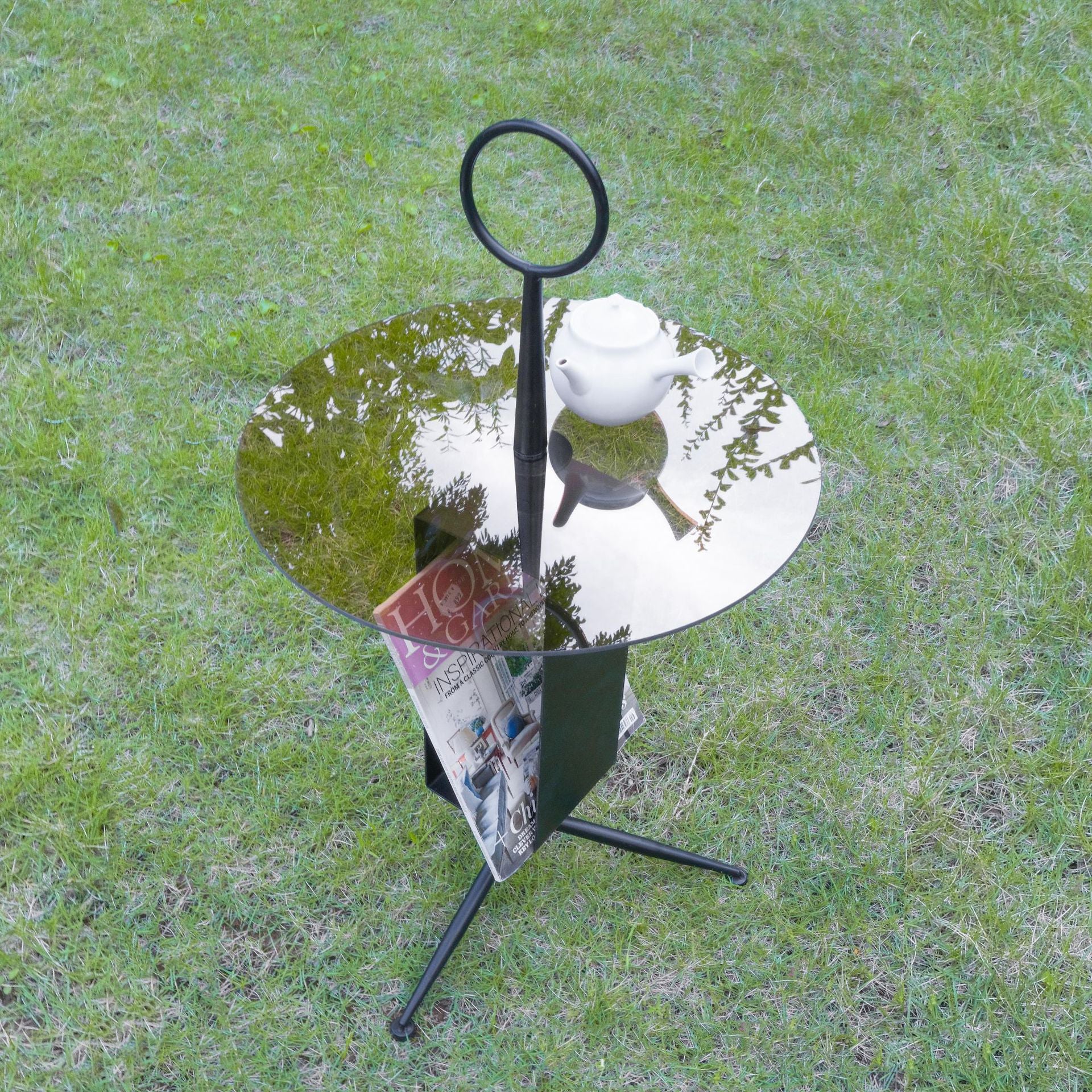 Nordic Glass Iron Tripod End Table