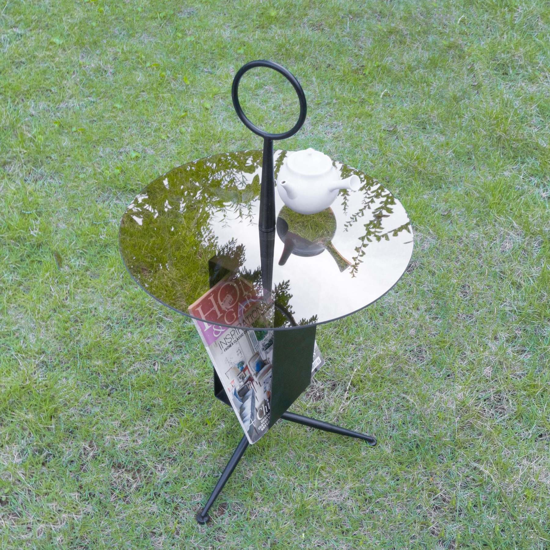 Nordic Glass Iron Tripod End Table