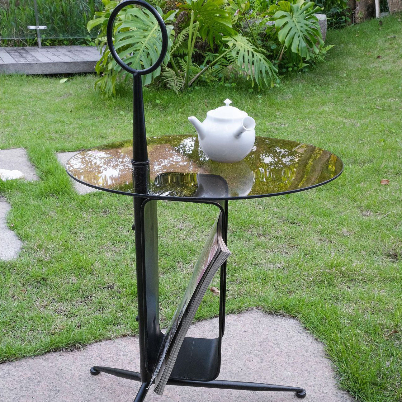 Nordic Glass Iron Tripod End Table