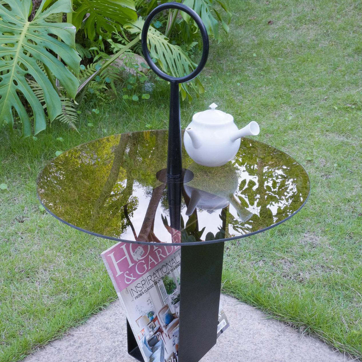 Nordic Glass Iron Tripod End Table