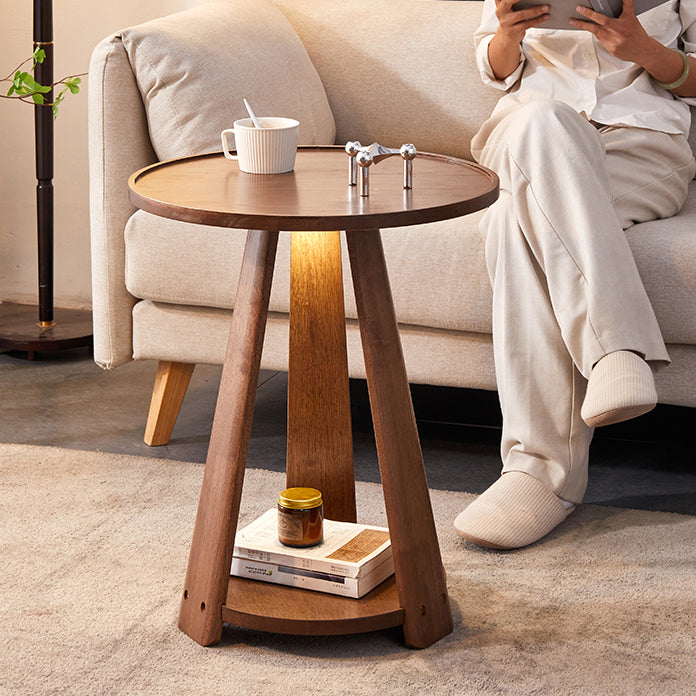 Japanese Geometric Wood Tray-Top Coffee Table 2-Tier