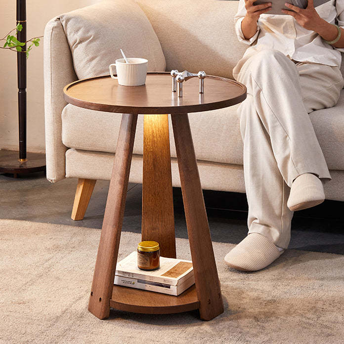 Japanese Geometric Wood Tray-Top Coffee Table 2-Tier
