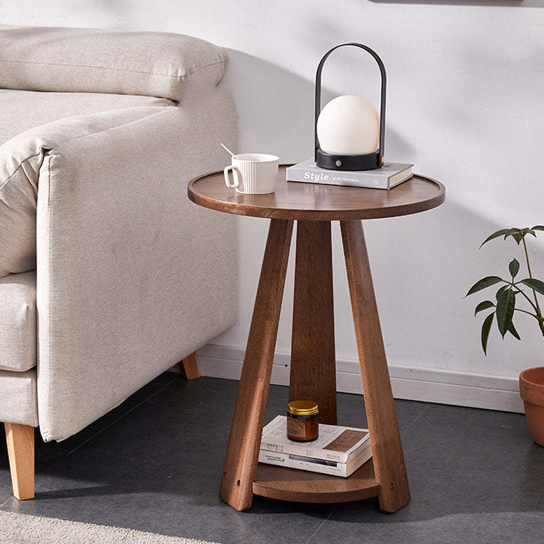 Japanese Geometric Wood Tray-Top Coffee Table 2-Tier