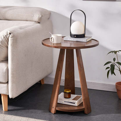 Japanese Geometric Wood Tray-Top Coffee Table 2-Tier