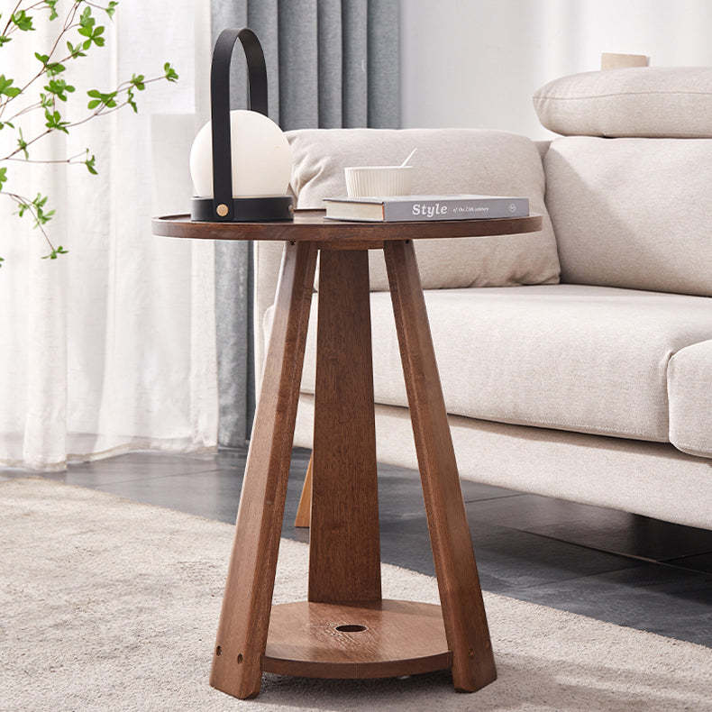 Japanese Geometric Wood Tray-Top Coffee Table 2-Tier
