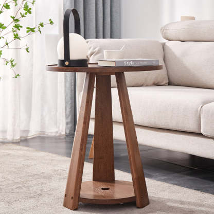 Japanese Geometric Wood Tray-Top Coffee Table 2-Tier