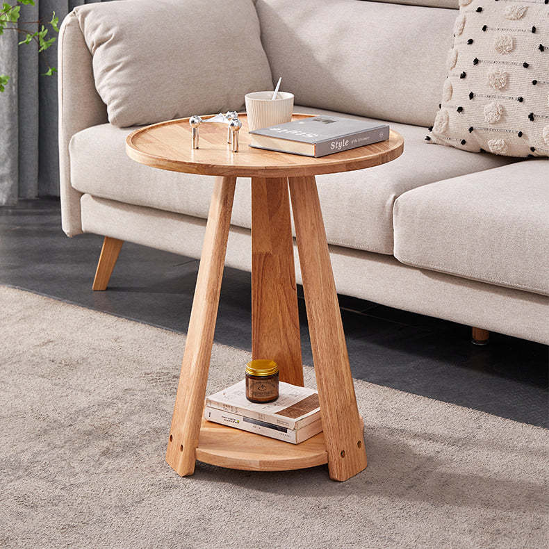 Japanese Geometric Wood Tray-Top Coffee Table 2-Tier