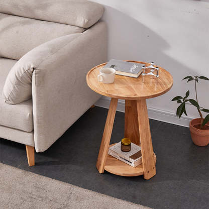 Japanese Geometric Wood Tray-Top Coffee Table 2-Tier