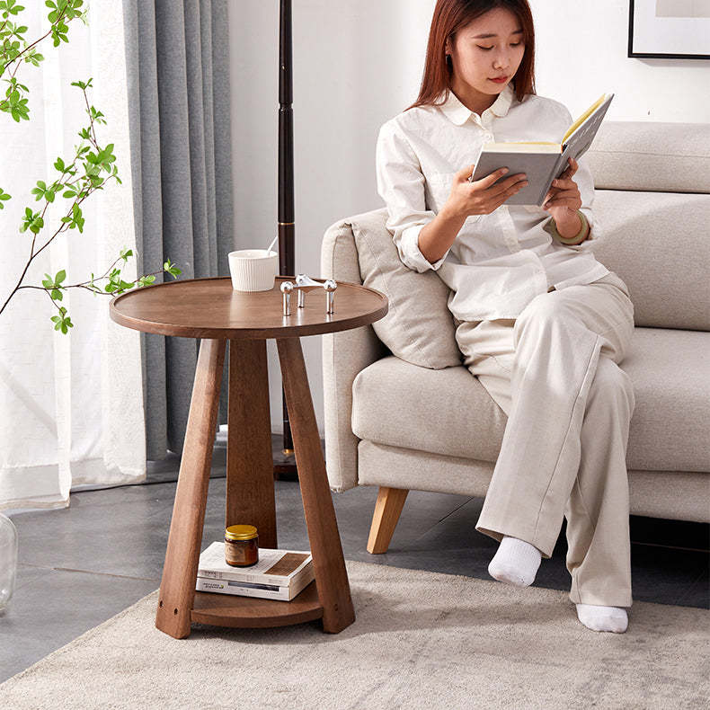 Japanese Geometric Wood Tray-Top Coffee Table 2-Tier