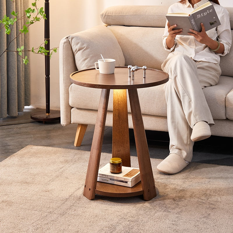 Japanese Geometric Wood Tray-Top Coffee Table 2-Tier