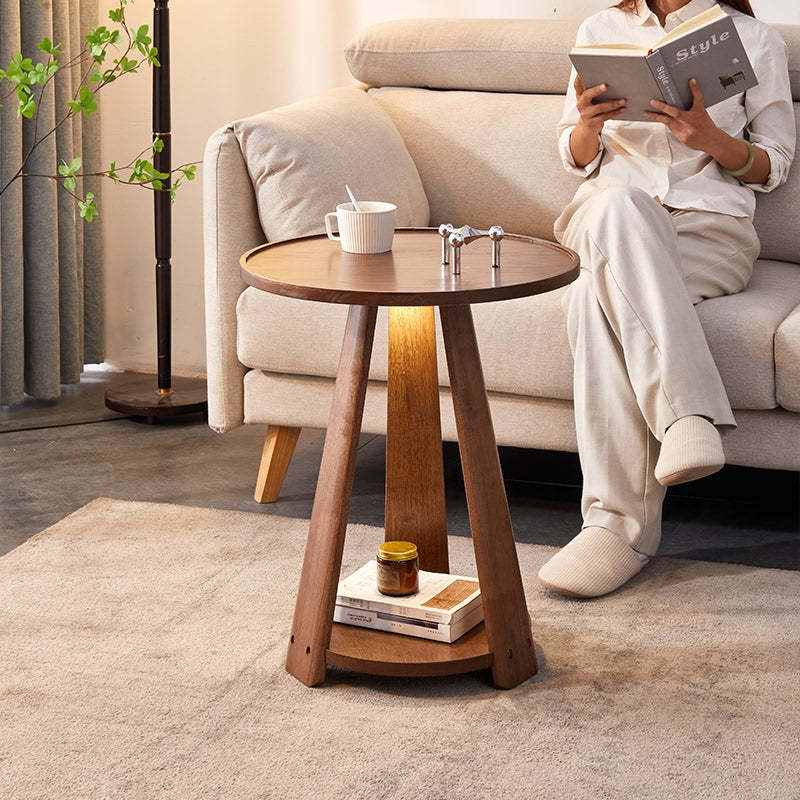 Japanese Geometric Wood Tray-Top Coffee Table 2-Tier