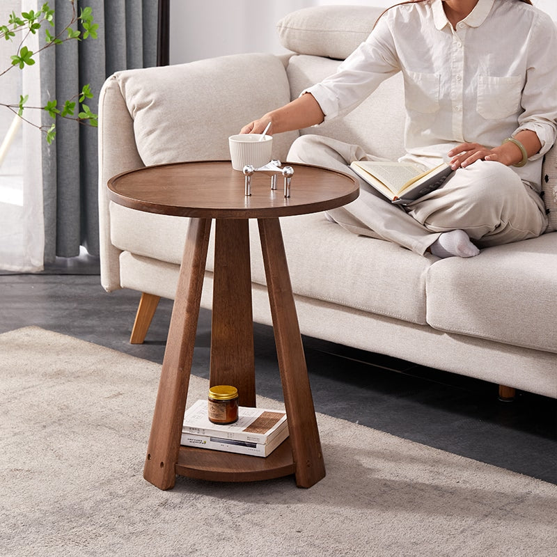Japanese Geometric Wood Tray-Top Coffee Table 2-Tier