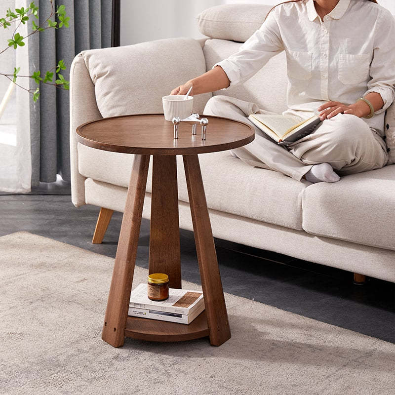 Japanese Geometric Wood Tray-Top Coffee Table 2-Tier
