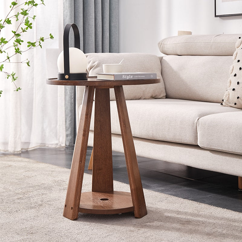 Japanese Geometric Wood Tray-Top Coffee Table 2-Tier