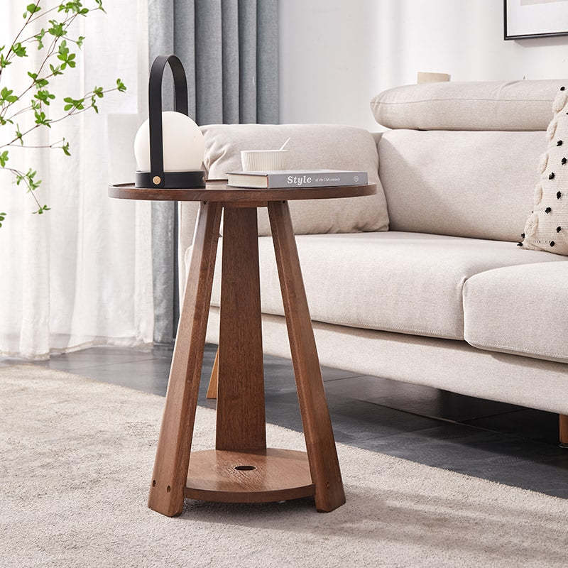 Tray-top 2-tier wood coffee tables for living room
