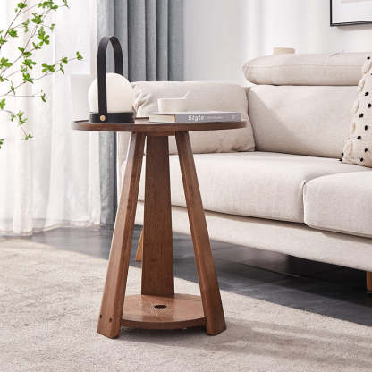 Japanese Geometric Wood Tray-Top Coffee Table 2-Tier