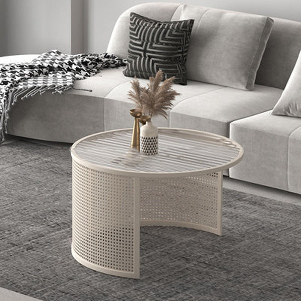 Striped Glass Metal Frame Coffee Table