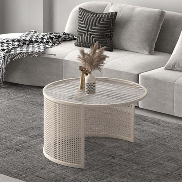 Striped Glass Metal Frame Coffee Table